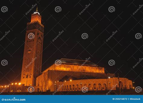 Hassan the Second Mosque at Night in Casablanca, Morocco Stock Photo ...