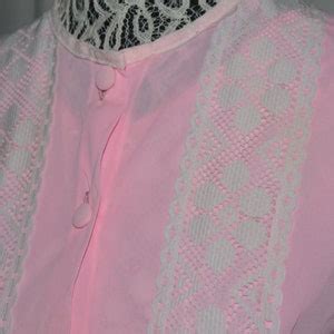 Vintage Nightgown Set Pink Nylon Chiffon Lace Peignoir High Life Lingerie Made In Canada S