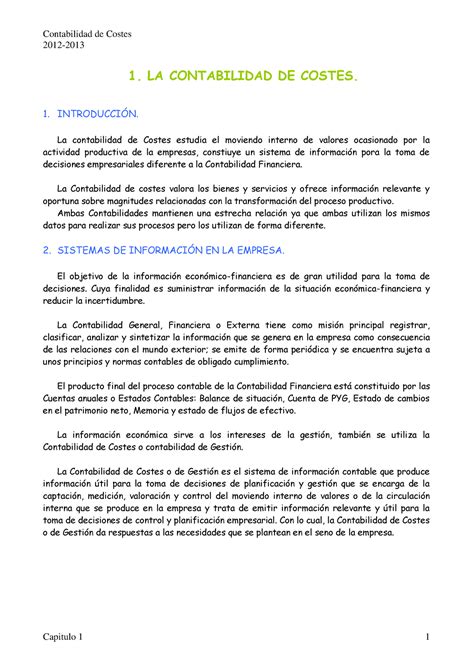 Apuntes Contabilidad de Costes para la Empresa Turística T1 11 2012