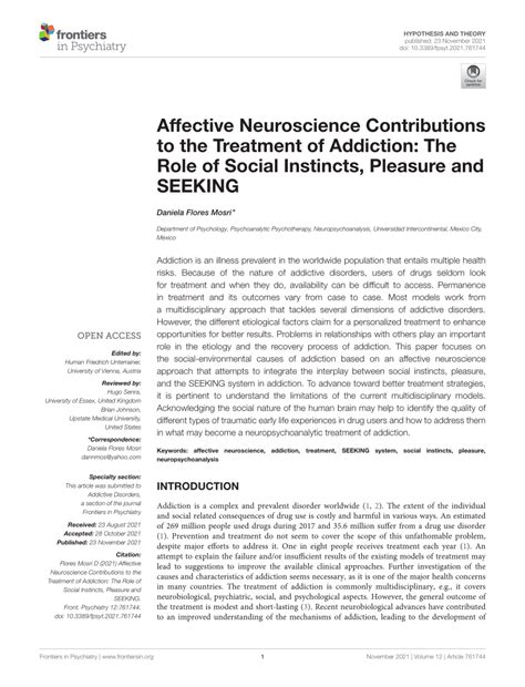 Pdf Affective Neuroscience Contributions To The Treatment Of