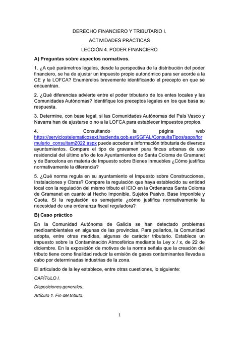 DF y TI Lección 4ª Poder financiero DERECHO FINANCIERO Y TRIBUTARIO