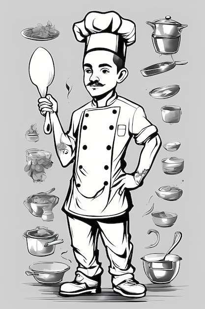 Desenho De Menino Cozinheiro Para Colorir Páginas De Livro Para Colorir