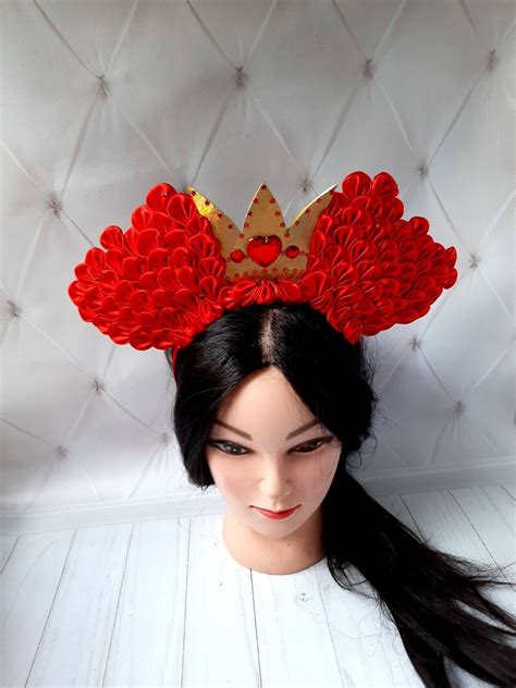 Queen Of Hearts Headpiece Cosplay Alice In Wonderland Crown Etsy