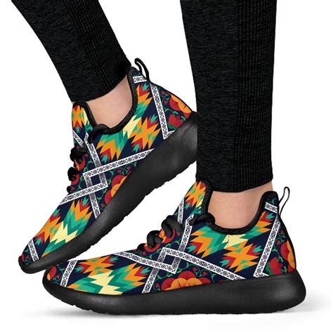 African Kente Mesh Knit Sneakers Shoes Jorjune