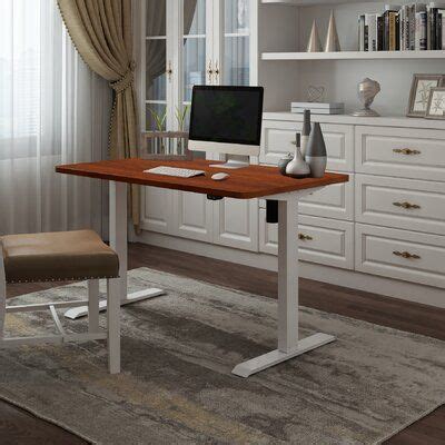 Inbox Zero Home Office Electric Height Adjustable Standing Desk Wood ...