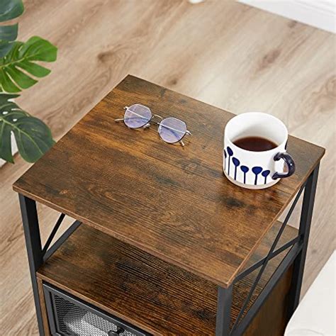 VECELO Night Stand End Side Table With Storage Space And Door Modern