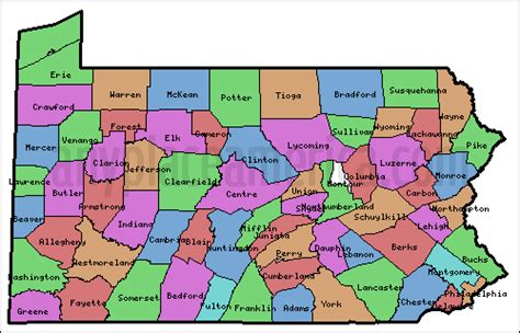 Pennsylvania Counties Map With Cities