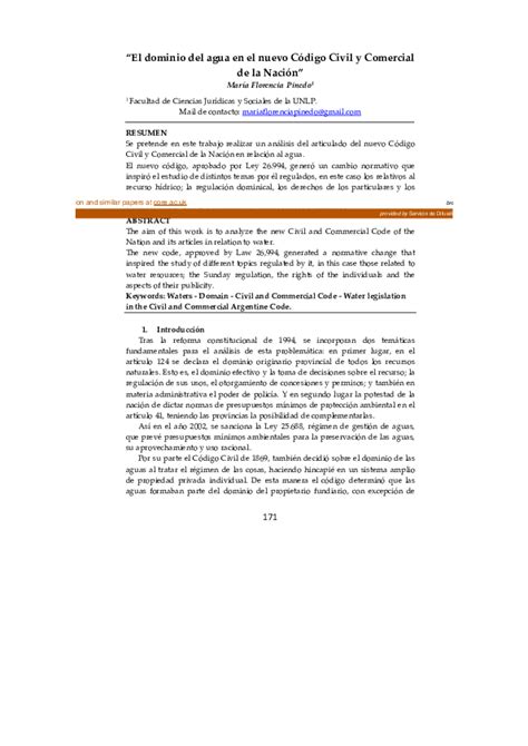 Pdf El Dominio Del Agua En El Nuevo Código Civil Y Comercial De La Nación