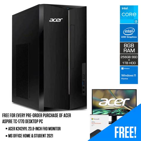 Acer Aspire Tc 1770 13th Gen Desktop I3 13100 8gb Ram 256gb Solid State Drive 1tb Hard