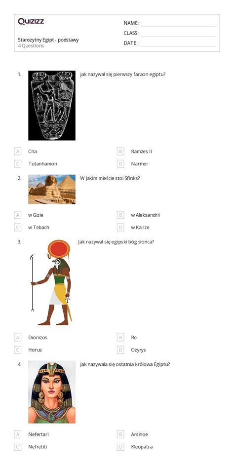 Ponad 50 Starożytny Egipt arkuszy w Quizizz Darmowe i do druku