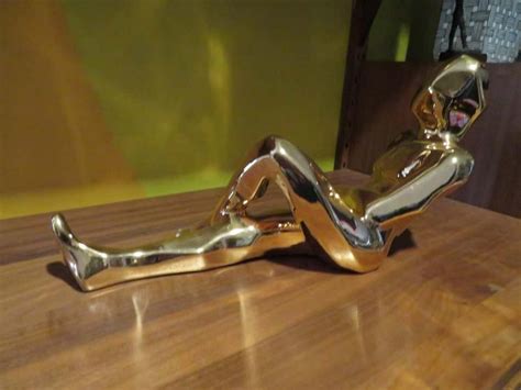Jaru Sensual Gold Jaru Nude Male Ceramic Sculptures Mid Century Modern