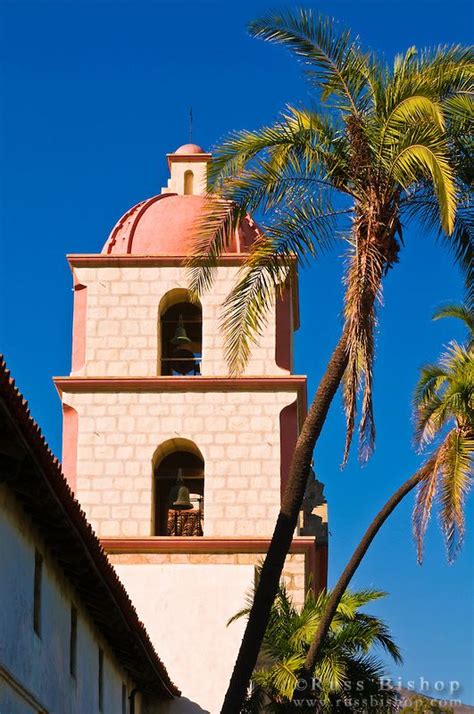 Bell Tower And Palms At The Santa Barbara Mission Queen Of The