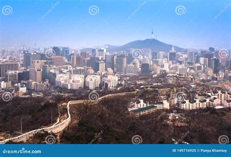 Skyline Da Cidade De Seoul E Torre De N Seoul Em Seoul Coreia Do Sul