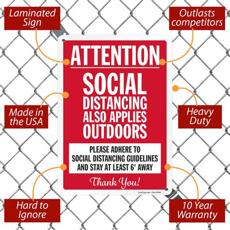 SmartSign Attention Social Distancing Also Applies Outdoors Laminated