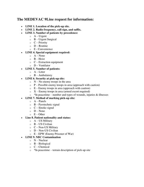 Blank 9 Line Medevac Fill Out And Print PDFs