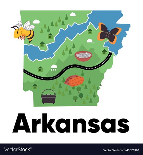 Arkansas states map shape with green forest Vector Image