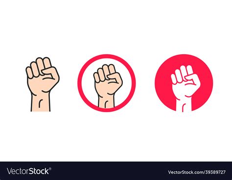 Fist Hand Power Logo Protest Strong Raised Vector Image