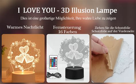 D Illusion Lampe Ich Liebe Dich Geschenke F R Frauen M Nner Love D