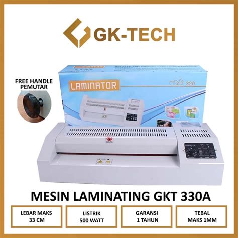 Jual Mesin Laminating A Mm Laminator Gktech A Handle Joyko