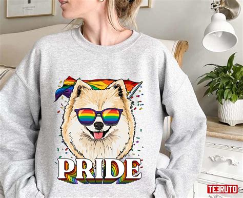 Lgbt Pomeranian Gay Pride Lgbtq Rainbow Flag Sunglasses Unisex Sweatshirt Teeruto