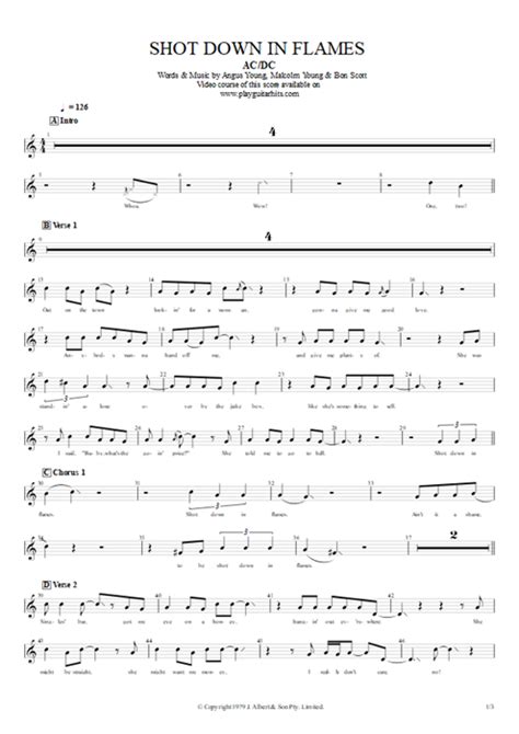 Tablature Shot Down In Flames De Ac Dc Guitar Pro Basse Par Play