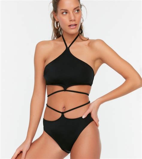 Buy Trendyol Tie Detailed Bikini Set In Black 6thStreet Bahrain