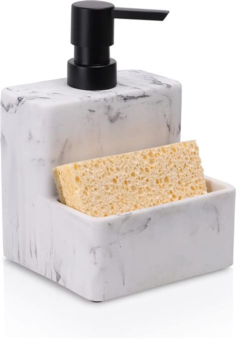 ZCCZ Soap Dispenser With Sponge Holder Marble Look Hand And Dish Soap