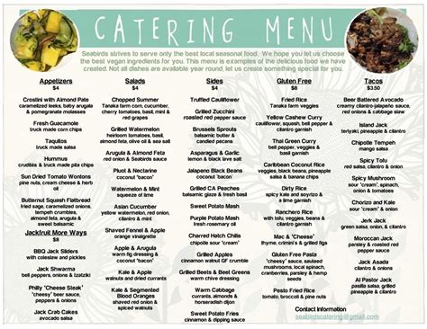 10 Cute Catering Menus And Prices Ideas 2024