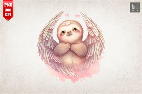 Cute Angel Sloth Valentines Day Graphic By Mulew · Creative Fabrica