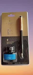 Parker Fountain Pen Beta Gold Premium With Ink Bottle Amazon In