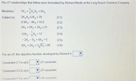 Solved The Lp Relationships That Follow Were Formulated By