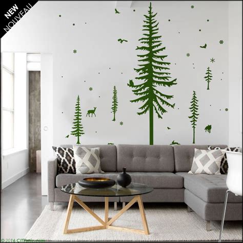 Mountain Pine Trees Tree Wall Decal 5 Pines Sticker Vinyl Etsy