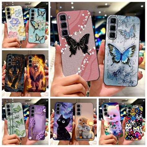 เคสสำหรบ Infinix Hot Pro Plus เคสลายผเสอแบบมสไตลเคสโทรศพทซลโคนนมสำหรบ Infinix