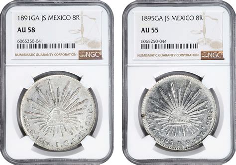 MEXICO Duo Of 8 Reales 2 Pieces 1891 95 Guadalajara Mint Both NGC