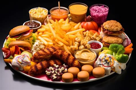 Premium AI Image | Colorful Fast Food Platter