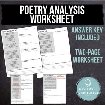 Poetry Analysis Worksheets With Answer Key By Positively Punctuated