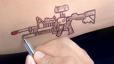 Drawing A Gun Tattoo Weapon Tattoo Design YouTube