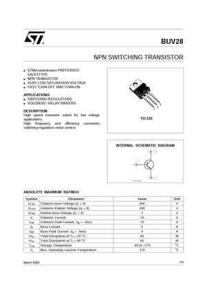 Buv Datasheet Equivalent Cross Reference Search Transistor Catalog