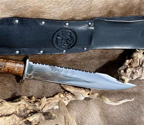 Competition Chopper Survival Knife Bowie Style All Leather