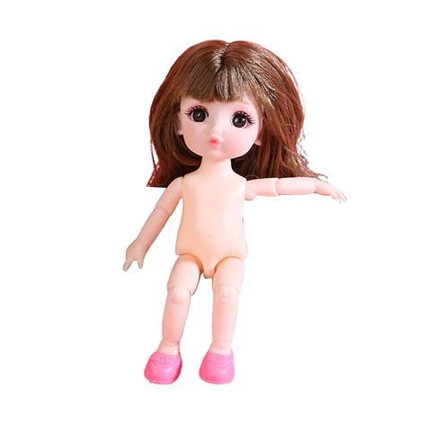 17cm 13 Flexible Moveable Joints Figure Nude Female Body For Doll With Big Eyes Wig And Shoes