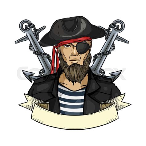 Sketch Pirate Face Stock Vector Colourbox