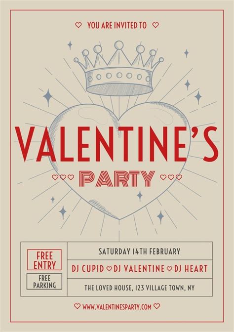 Free Vintage Valentine S Day Party Invitation Template