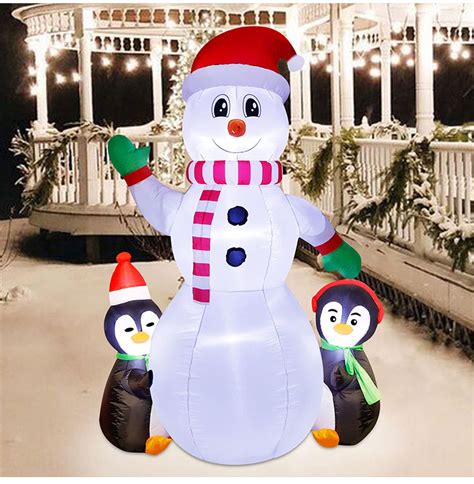 Christmas Inflatable Snowman Family Decorations Christmas Blow Up Outdoor Yard Decoration With ...