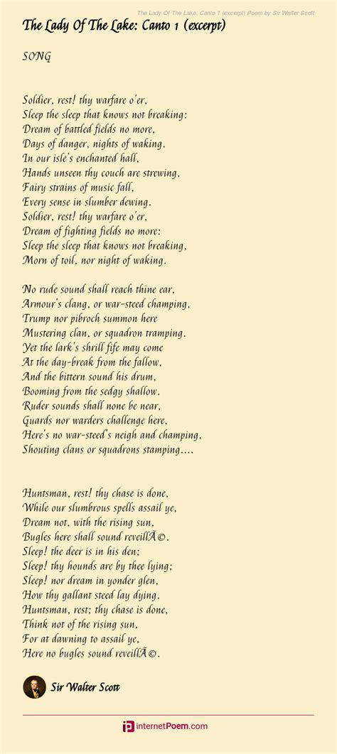 The Lady Of The Lake: Canto 1 (excerpt) Poem by Sir Walter Scott