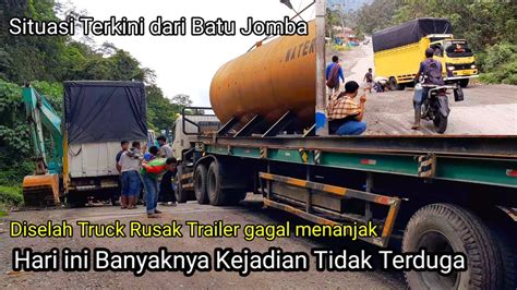 Truck Patah As Trailer Gagal Menanjak Sepedah Motor Nyungsep Di Batu