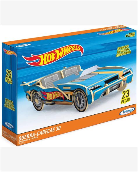 Riachuelo Quebra Cabeça 3D Hot Wheels em Madeira