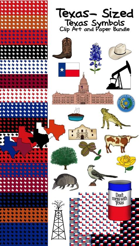 Texas Sized Texas Symbols Clip Art Bundle 60 Pieces Texas Symbols