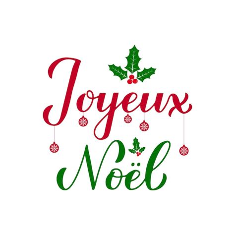 Premium Vector | Joyeux Noel calligraphy hand lettering with holly ...