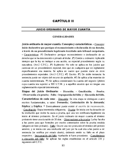 Juicio Ordinario De Mayor Cuantía CapÍtulo Ii Juicio Ordinario De