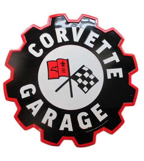 Grande Plaque Cm Chevrolet Corvette Garage Engrenage Tole Usa